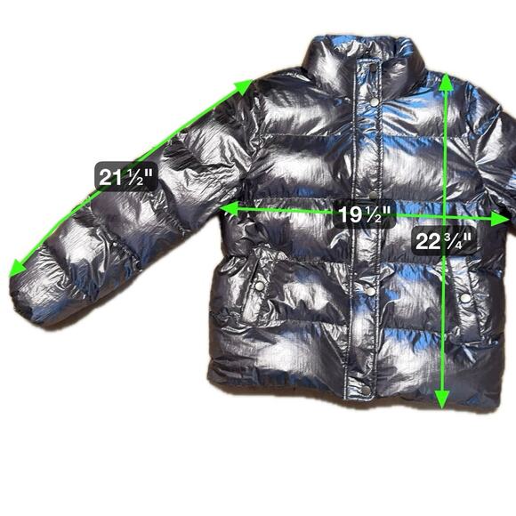 Who What Wear Metallic Silver Puffer Jacket Women’s Medium Shiny Winter Coat - Picture 6 of 6